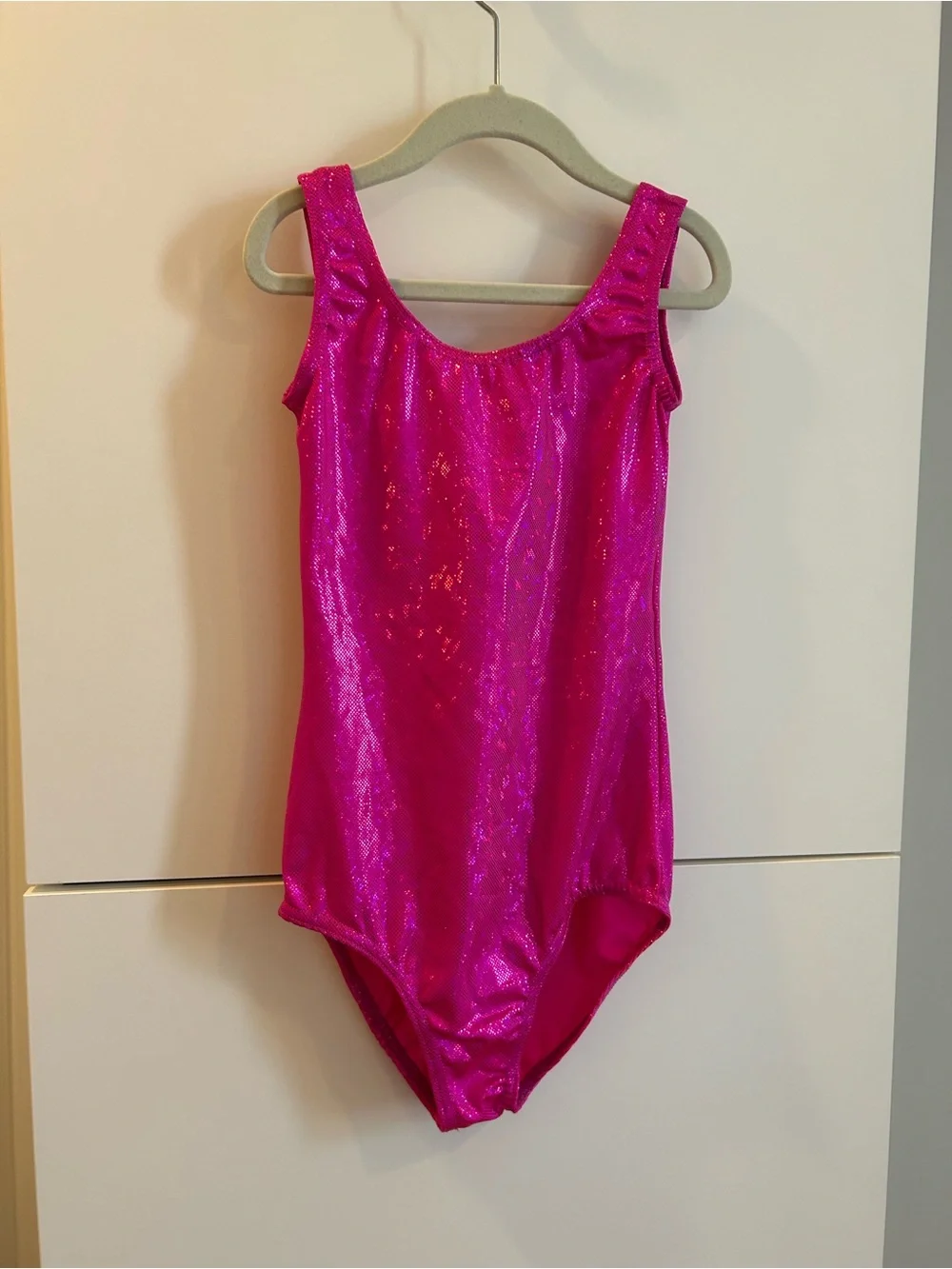 Costume Gallery Hot Pink Shimmer Tank Leotard - Child’s Large